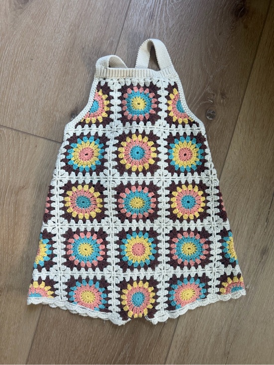 Zara Other - Zara Crochet Sunburst Dress in Cream, Pink, Yellow & Teal